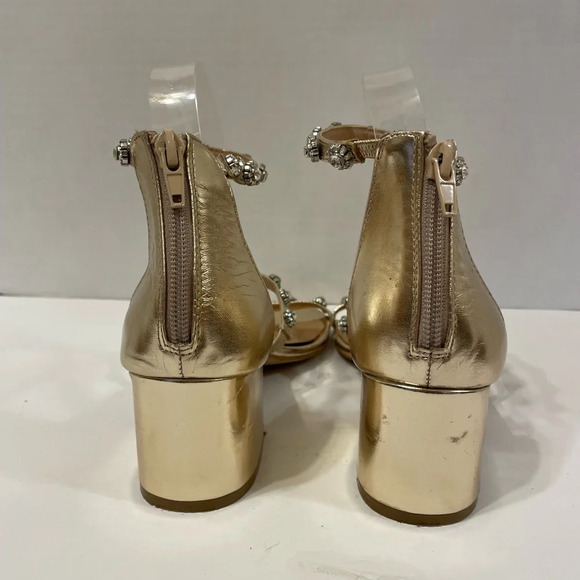 Steve Madden gold strappy heels sandals shoes with floral rhinestones size 9 M - Picture 4 of 8